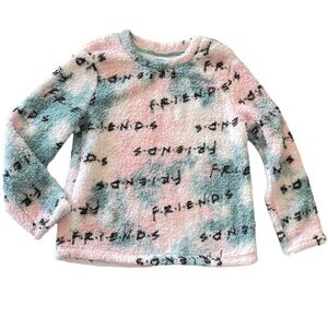 FRIENDS Pajamas Top Women Long Sleeve Shirt Sherpa TV Show Pink Blue NWT Sz M